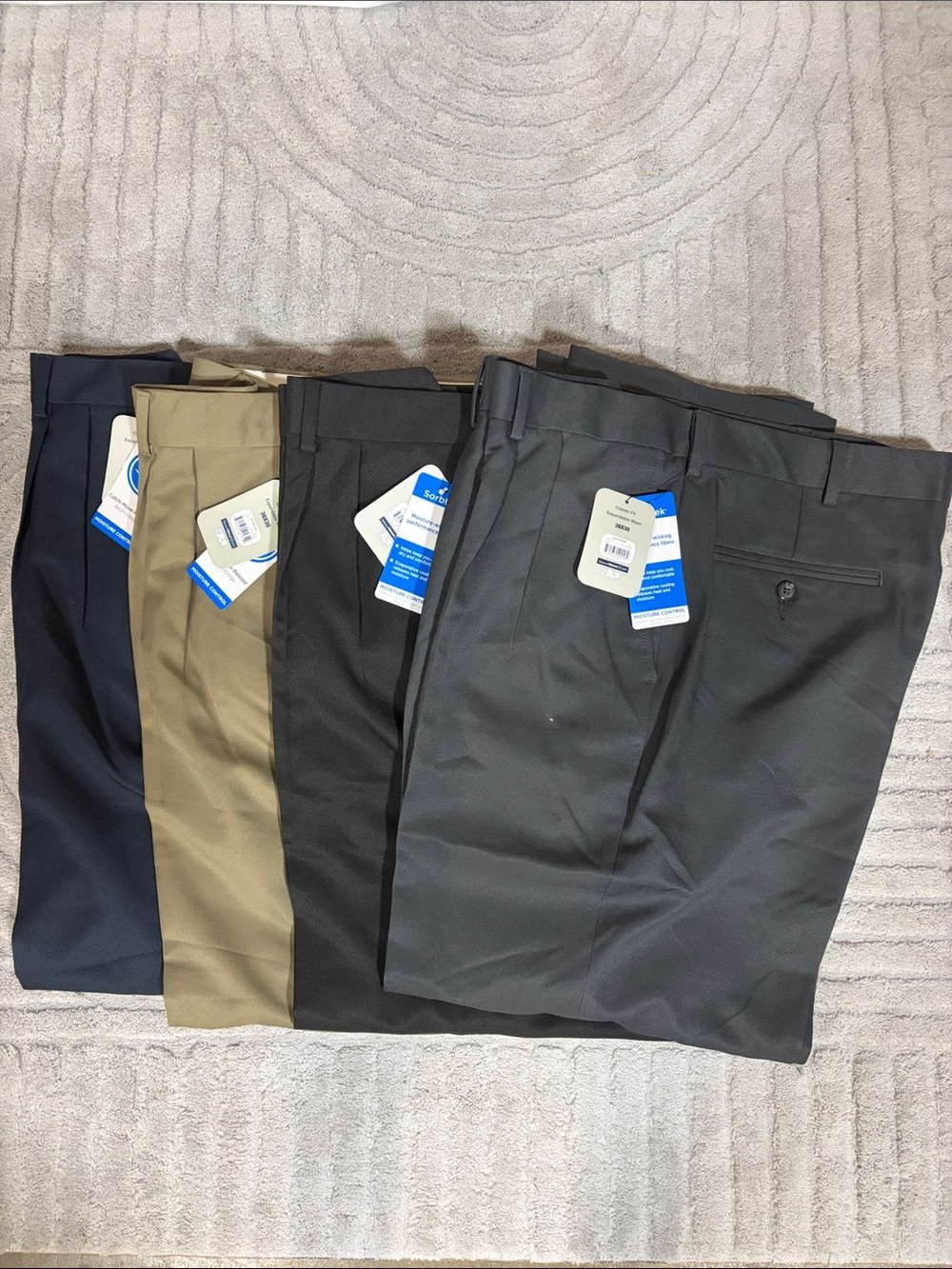 4 Pairs of Men’s Dress Pants - Navy, Olive, Black, and Grey